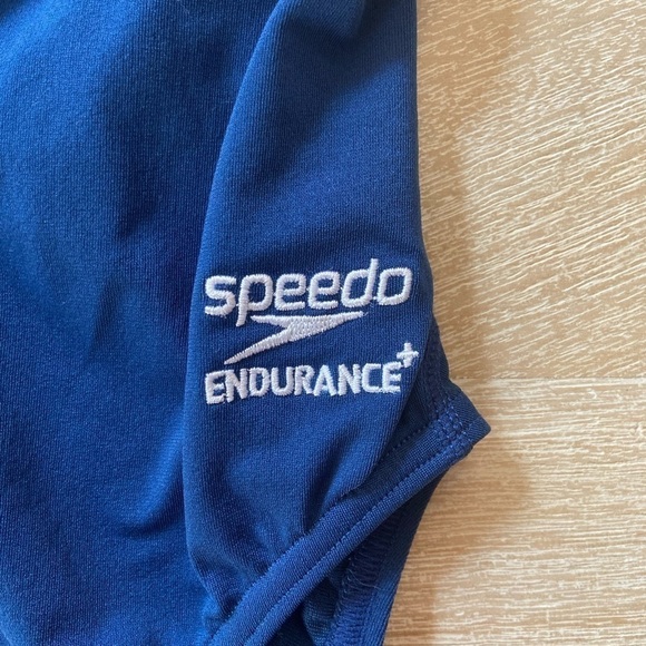Speedo Endurance Navy Light Blue Performance One Piece Swimsuit Beach Diving - Picture 5 of 11